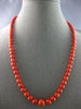 ANTIQUE LARGE & LONG AAA CORAL 14KT YELLOW GOLD GRADUATING LOVE NECKLACE #27556