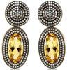 LARGE 4.62CT DIAMOND & AAA CITRINE 14K YELLOW & BLACK GOLD HALO HANGING EARRINGS