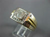 LARGE .82CT DIAMOND 14KT 2 TONE GOLD ROUND & PRINCESS INVISIBLE SQUARE MENS RING