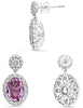 LARGE 5.54CT DIAMOND & AAA PINK SAPPHIRE 18K WHITE GOLD 3DOVAL & ROUND EARRINGS