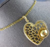 EXTRA LARGE .95CT DIAMOND 18KT YELLOW GOLD FILIGREE HEART LOVE FLOATING PENDANT
