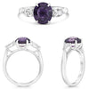 3.48CT DIAMOND & AAA PURPLE SAPPHIRE PLATINUM 3D ROUND & PEAR SHAPE 3 STONE RING