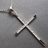ESTATE .05CT DIAMOND 14KT WHITE GOLD 3D CLASSIC ROUND CROSS FLOATING PENDANT