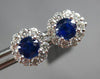2.06CT DIAMOND & AAA SAPPHIRE 18KT WHITE GOLD CLASSIC ROUND FLOWER STUD EARRINGS