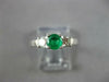 .62CT DIAMOND & AAA EMERALD 14KT WHITE GOLD ROUND 3 STONE ENGAGEMENT RING #27343
