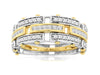 WIDE .75CT DIAMOND 14KT 2 TONE GOLD ROUND & PRINCESS MULTI ROW ANNIVERSARY RING