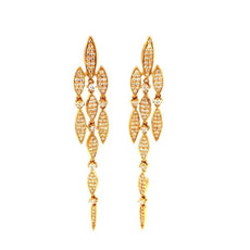 ESTATE LARGE 1.50CT DIAMOND 18KT YELLOW GOLD 3D MULTI LEAF FUN HANGING EARRINGS