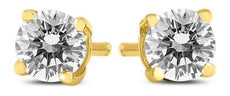 ESTATE .38CT DIAMOND 14KT YELLOW GOLD 3D CLASSIC ROUND FOUR PRONG STUD EARRINGS