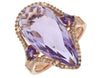 Wide 8.48Ct Diamond & Aaa Amethyst 14Kt Rose Gold 3D Pear Shape & Round Fun Ring