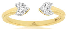 .18CT DIAMOND 14KT YELLOW GOLD 3D ROUND INVISIBLE DOUBLE HEART TENSION LOVE RING
