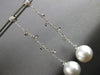 ESTATE LARGE .15CT DIAMOND & AAA SOUTH SEA PEARL 18K WHITE GOLD HANGING EARRINGS
