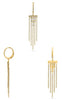 .45CT DIAMOND 14KT YELLOW GOLD 3D ROUND & BAGUETTE MULTI ROW LEVERBACK EARRINGS