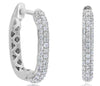 ESTATE .61CT DIAMOND 3D CLASSIC 3 ROW PAVE SQUARE HUGGIE HANGING EARRINGS