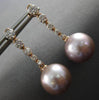 LARGE .76CT DIAMOND & AAA PINK SOUTH SEA PEARL 14K ROSE GOLD 3D JOURNEY EARRINGS