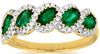 1.47CT DIAMOND & AAA EMERALD 14KT 2 TONE GOLD 3D OVAL 5 STONE HALO INFINITY RING