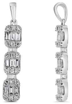 .41CT DIAMOND 14KT WHITE GOLD 3D ROUND & BAGUETTE SQUARE LOVE FLOATING PENDANT