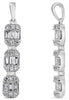.41CT DIAMOND 14KT WHITE GOLD 3D ROUND & BAGUETTE SQUARE LOVE FLOATING PENDANT