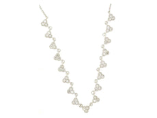 1.30CT DIAMOND 14KT WHITE GOLD 3D ROUND MULTI FLOWER BY THE YARD TENNIS NECKLACE