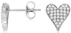 ESTATE .25CT DIAMOND 14KT WHITE GOLD CLASSIC PAVE HEART SHAPE LOVE STUD EARRINGS