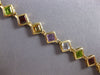 12.6CT AAA MULTI GEM 14KT YELLOW GOLD 3D PRINCESS GEOMETRICAL TENNIS BRACELET