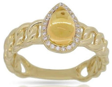 1.01CT DIAMOND & AAA CITRINE 14KT YELLOW GOLD PEAR SHAPE & ROUND LOVE KNOT RING