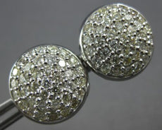 ESTATE LARGE 1.94CT DIAMOND 14KT WHITE GOLD CLASSIC PAVE CIRCULAR STUD EARRINGS