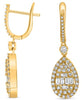 1.06CT DIAMOND 14K YELLOW GOLD 3D ROUND & BAGUETTE PEAR SHAPE INVISIBLE EARRINGS