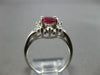 ESTATE .97CT DIAMOND & AAA RUBY 14KT WHITE GOLD 3D OVAL & ROUND FLOWER FUN RING