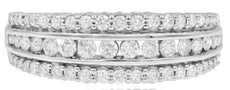 .65CT DIAMOND 14KT WHITE GOLD 3D ROUND 3 ROW GRADUATING WEDDING ANNIVERSARY RING
