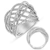 LARGE 1.89CT DIAMOND 14K WHITE GOLD CLASSIC MULTI ROW CRISS CROSS WOVEN FUN RING