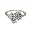ESTATE .11CT DIAMOND 18KT WHITE GOLD 3D ROUND CLUSTER FLORAL FUN RING