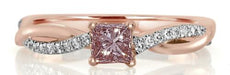 .49CT WHITE & PINK DIAMOND 18KT WHITE & ROSE GOLD PRINCESS LOVE ENGAGEMENT RING