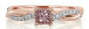 .49CT WHITE & PINK DIAMOND 18KT WHITE & ROSE GOLD PRINCESS LOVE ENGAGEMENT RING