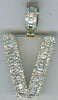 .56CT DIAMOND 14K YELLOW GOLD 3D ROUND & BAGUETTE V INITIAL FUN FLOATING PENDANT
