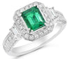 2.44CT DIAMOND & AAA EMERALD 18KT WHITE GOLD 3D SQUARE HALO ENGAGEMENT RING