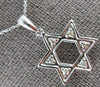 ESTATE .12CT DIAMOND 14KT WHITE GOLD 3D STAR OF DAVID MAGEN DAVID PENDANT #27365