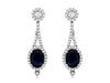 3.57CT DIAMOND & AAA SAPPHIRE 14KT WHITE GOLD OVAL HALO HEART HANGING EARRINGS