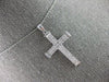 .45CT DIAMOND 14KT WHITE GOLD 3D ROUND & BAGUETTE 3 ROW CROSS FLOATING PENDANT