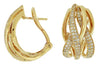 1.45CT DIAMOND 14K YELLOW GOLD 3D MULTI ROW CRISS CROSS CLIP ON HANGING EARRINGS