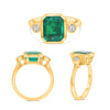 2.38CT DIAMOND & AAA EMERALD 18KT YELLOW GOLD 3D SQUARE & ROUND ENGAGEMENT RING