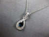 ESTATE .68CT DIAMOND & AAA SAPPHIRE 14K WHITE GOLD 3D TEAR DROP FLOATING PENDANT