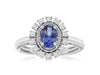 .91CT DIAMOND & AAA TANZANITE 14KT WHITE GOLD OVAL & ROUND FILIGREE FLOWER RING