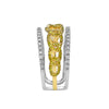 WIDE .75CT WHITE & FANCY YELLOW DIAMOND 18KT 2 TONE GOLD LINK ANNIVERSARY RING