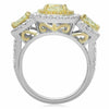 WIDE GIA 3.63CT WHITE & FANCY YELLOW DIAMOND 18KT TWO TONE GOLD ANNIVERSARY RING