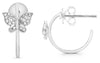 .09CT DIAMOND 14K WHITE GOLD 3D CLASSIC BUTTERFLY SEMI HOOP FUN HANGING EARRINGS