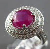 EXTRA LARGE 5.5CT DIAMOND & AAA RUBY 14KT WHITE GOLD DOUBLE HALO ENGAGEMENT RING