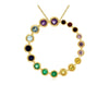 .48CT AAA MULTI COLOR SAPPHIRE 14KT YELLOW GOLD CIRCLE OF LIFE FLOATING PENDANT