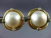 ESTATE .22CT DIAMOND AAA MABE PEARL 14KT YELLOW GOLD 3D ROUND CLIP ON EARRINGS