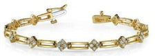 .92CT DIAMOND 14KT 2 TONE GOLD CLASSIC FLOWER SQUARE BY THE YARD TENNIS BRACELET