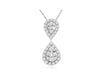.40CT DIAMOND 14KT WHITE GOLD ROUND & BAGUETTE CLUSTER DOUBLE TEAR DROP PENDANT